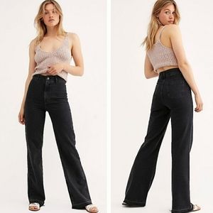 Free people Mindy rigid black flare jeans size 24